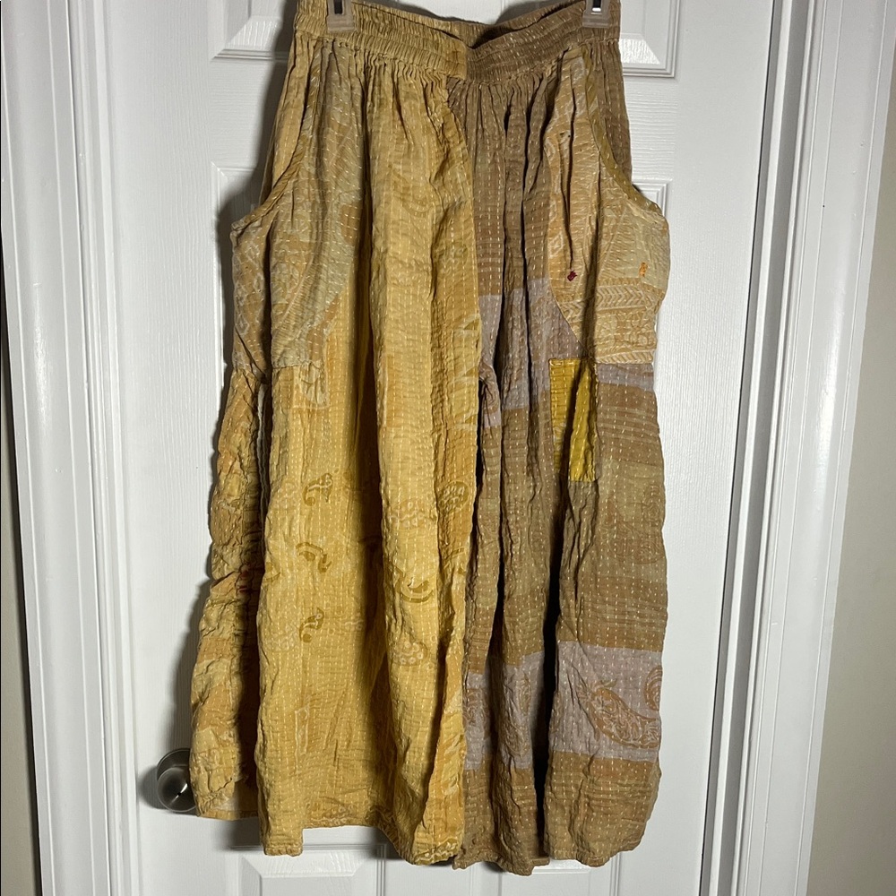 Patchwork Tan and Yellow Pants